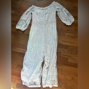 Anthropologie Adoro Farm off White Lace Junpsuit